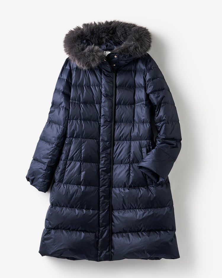 艶Airダウン・エコファーフードロングコート 詳細画像 ミッドナイトブルー 7