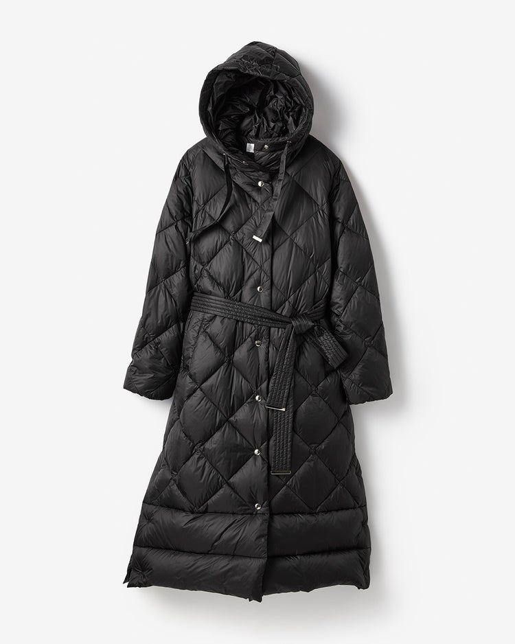 光沢タフタ・ダイヤキルトロングダウンコート 詳細画像 ブラック 3