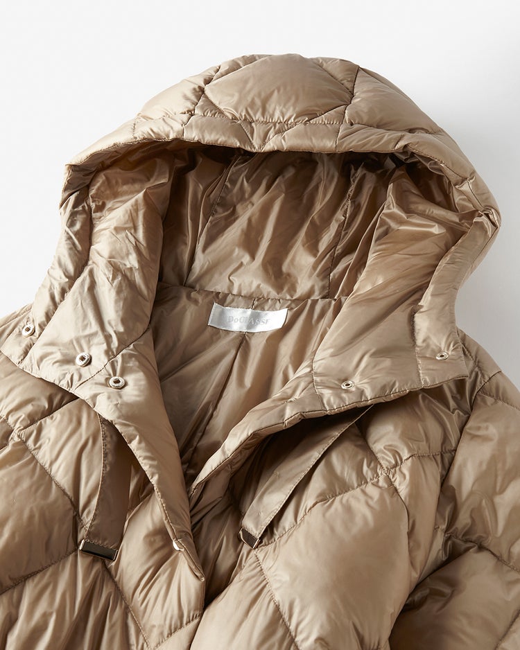 光沢タフタ・ダイヤキルトロングダウンコート 詳細画像 ベージュ 3