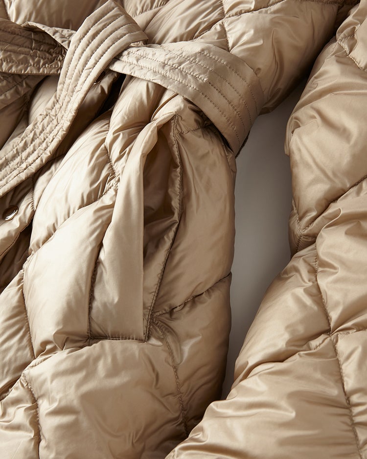 光沢タフタ・ダイヤキルトロングダウンコート 詳細画像 ベージュ 4