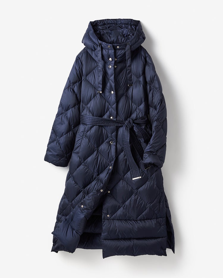 光沢タフタ・ダイヤキルトロングダウンコート 詳細画像 ミッドナイトブルー 3