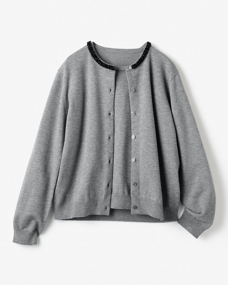 ビジューネック・アンサンブルニット 詳細画像 グレー 5