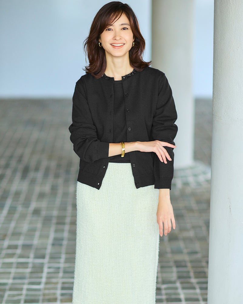 ビジューネック・アンサンブルニット 詳細画像 ブラック 1