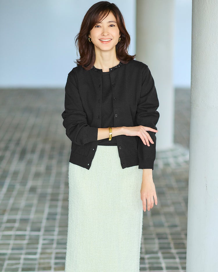 ビジューネック・アンサンブルニット 詳細画像 ブラック 1