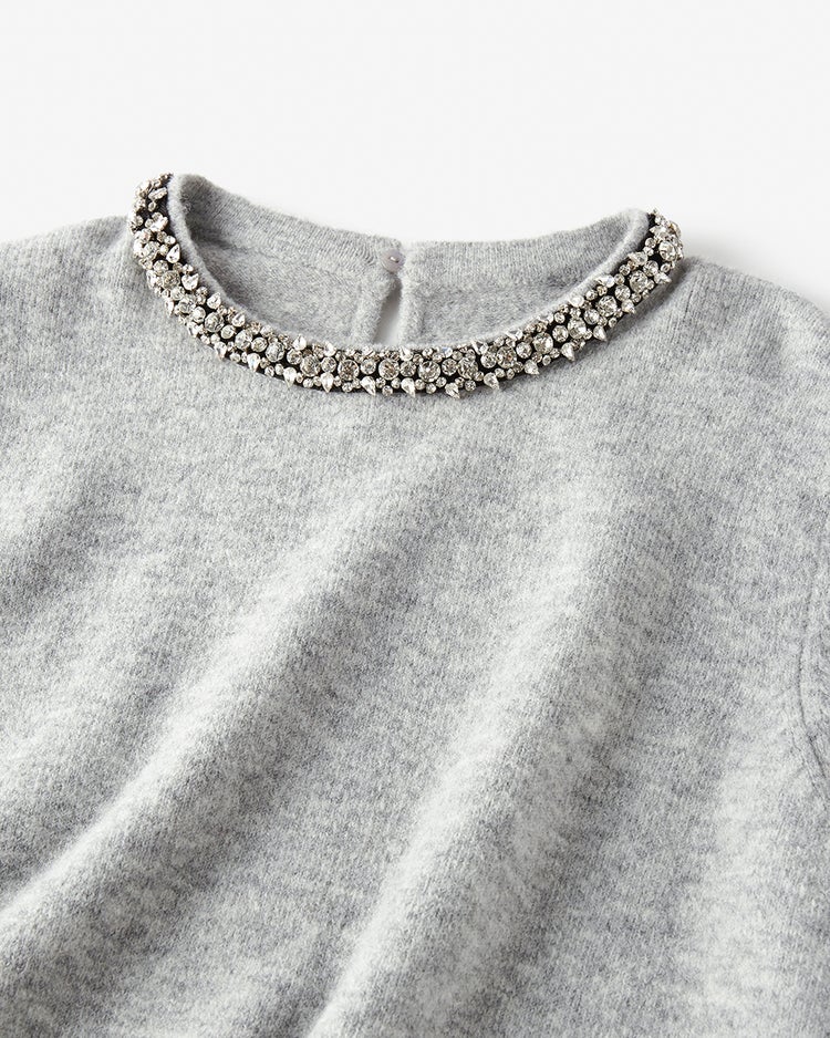 ウール混・ネックビジューセーター 詳細画像 ライトグレー 2