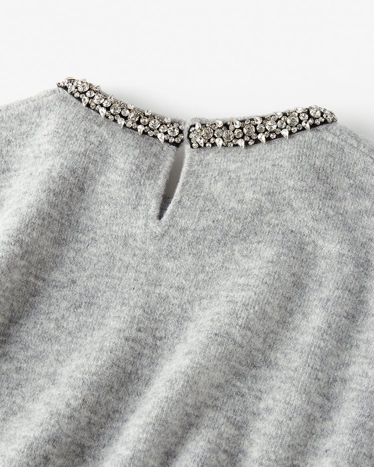 ウール混・ネックビジューセーター 詳細画像 ライトグレー 3