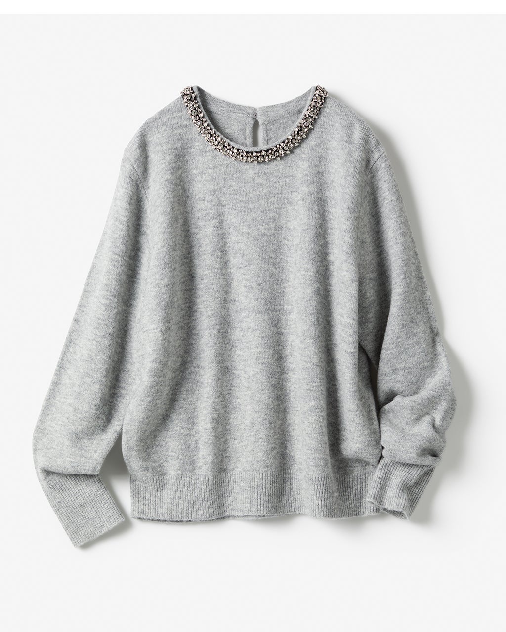 ウール混・ネックビジューセーター/DoCLASSE