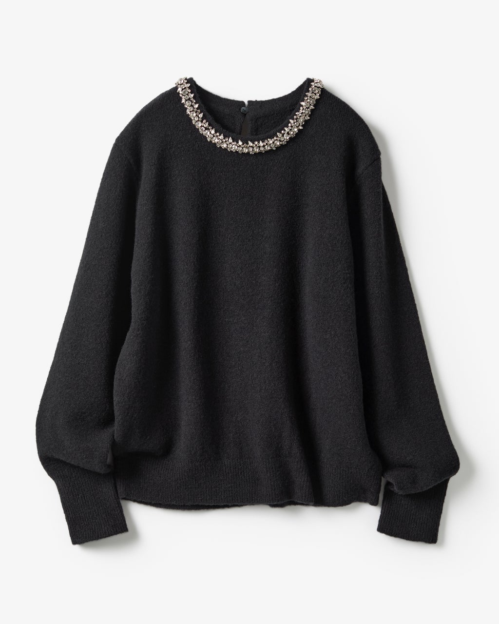 ウール混・ネックビジューセーター/DoCLASSE