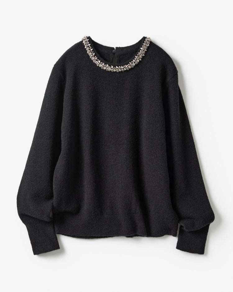 ウール混・ネックビジューセーター 詳細画像 ブラック 3