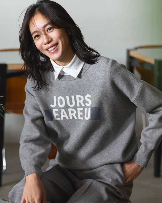 ダブルジャカード・レタリングニット