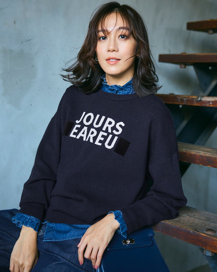 ダブルジャカード・レタリングニット 詳細画像 ネイビー 2