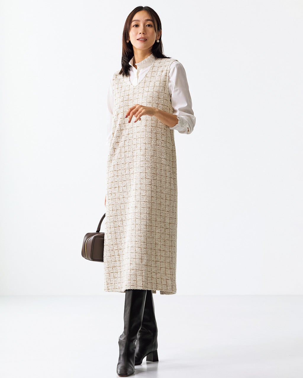 ラメチェック・ジャンパースカート/DoCLASSE