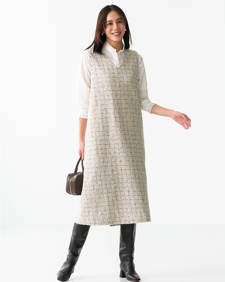 ラメチェック・ジャンパースカート 詳細画像 オフホワイト 1