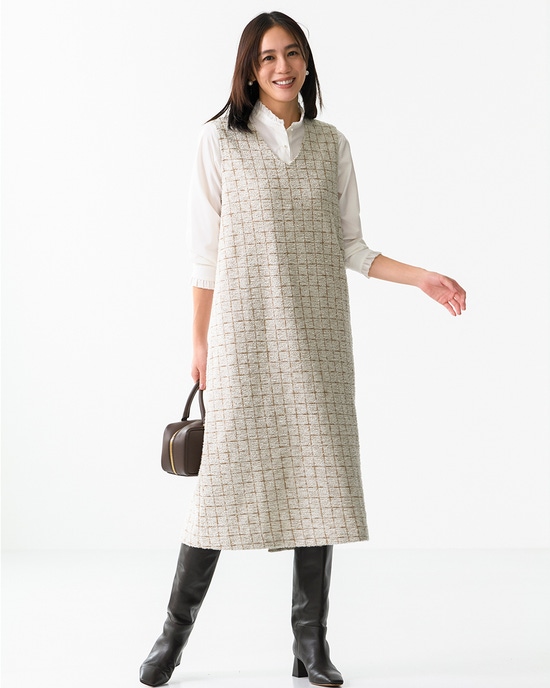 ラメチェック・ジャンパースカート