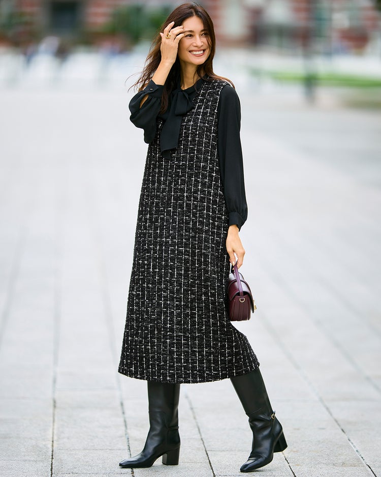 ラメチェック・ジャンパースカート 詳細画像 ブラック 2