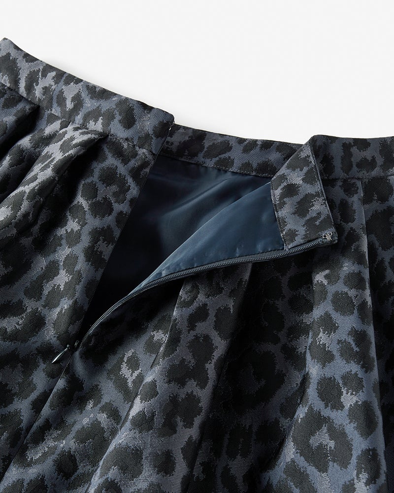 レオパードジャカード・タックフレアスカート 詳細画像 ネイビーパターン 4