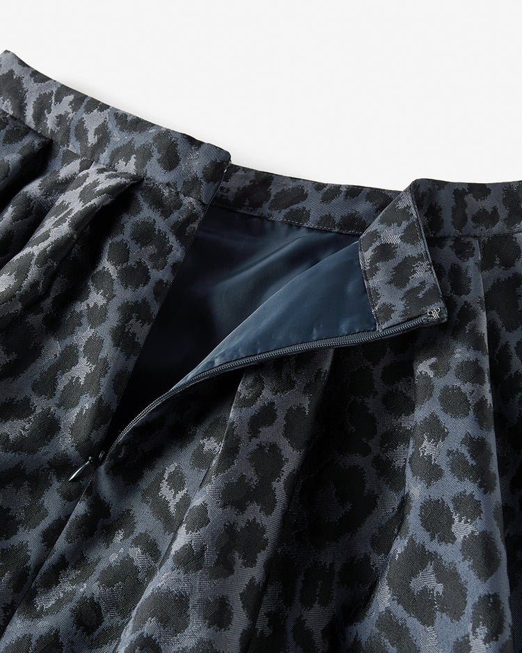 レオパードジャカード・タックフレアスカート 詳細画像 ネイビーパターン 4