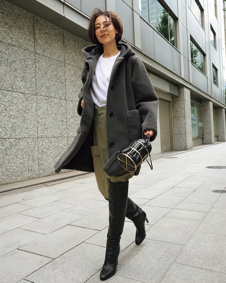 エコムートン・テディボアコート 詳細画像 チャコール 1