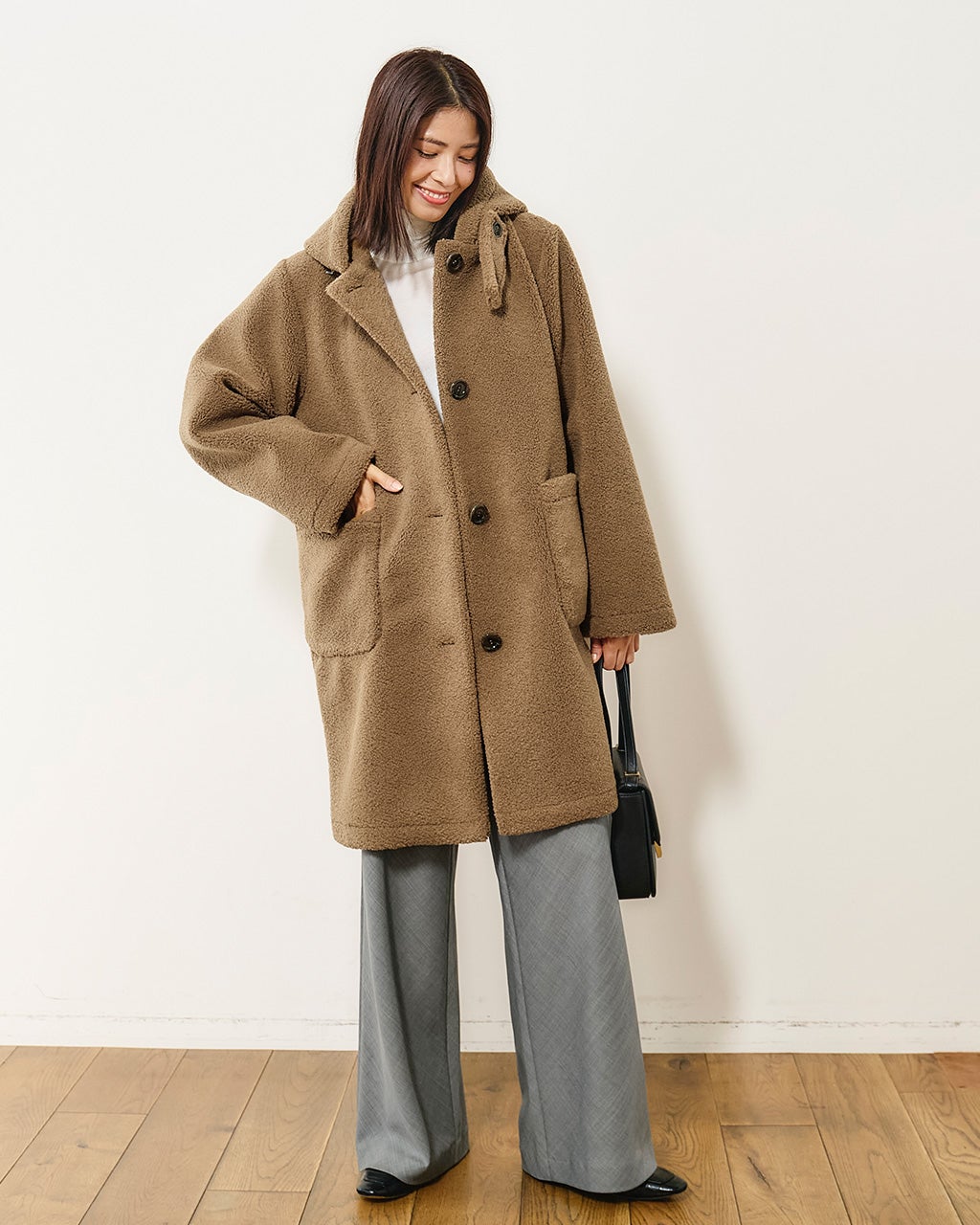 エコムートン・テディボアコート/40代50代からのレディース
