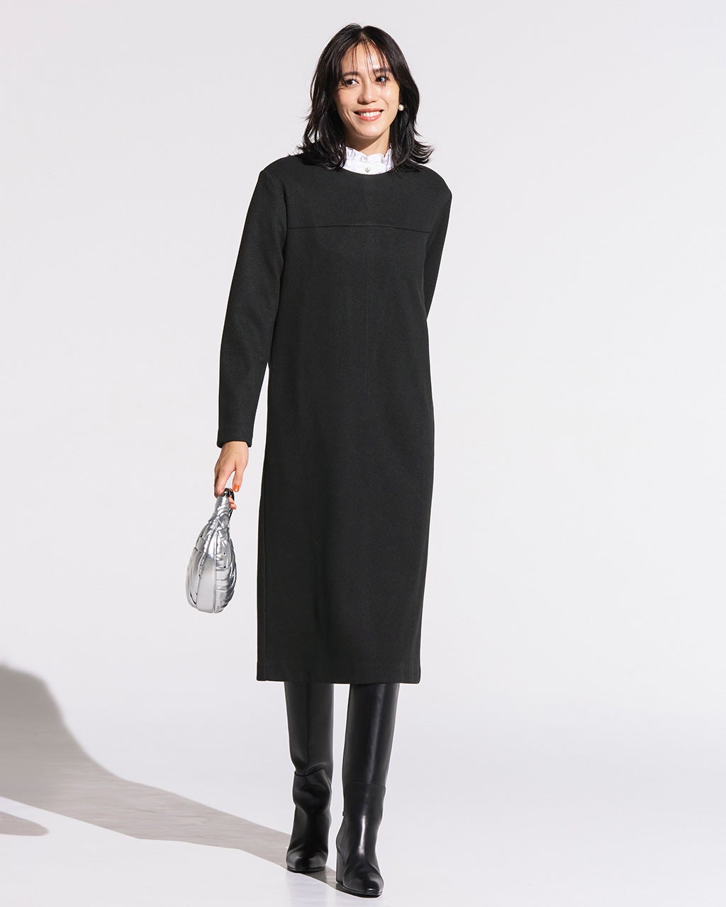 ウールタッチジャカード・サックワンピース/DoCLASSE
