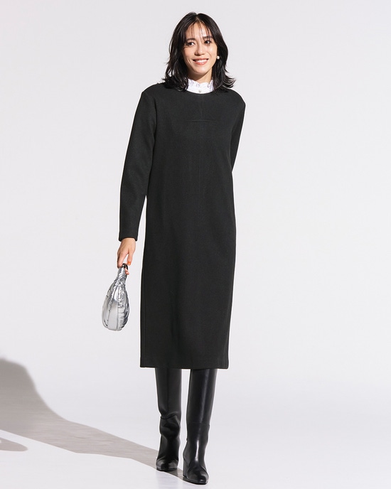 ウールタッチジャカード・サックワンピース