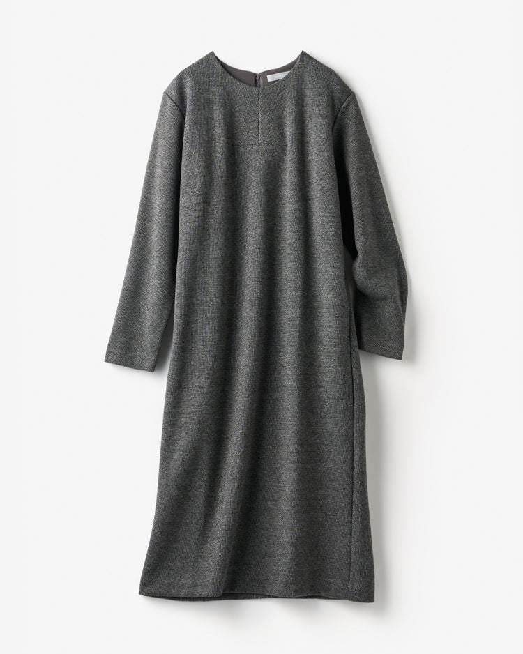 ウールタッチジャカード・サックワンピース 詳細画像 ブラックパターン 1
