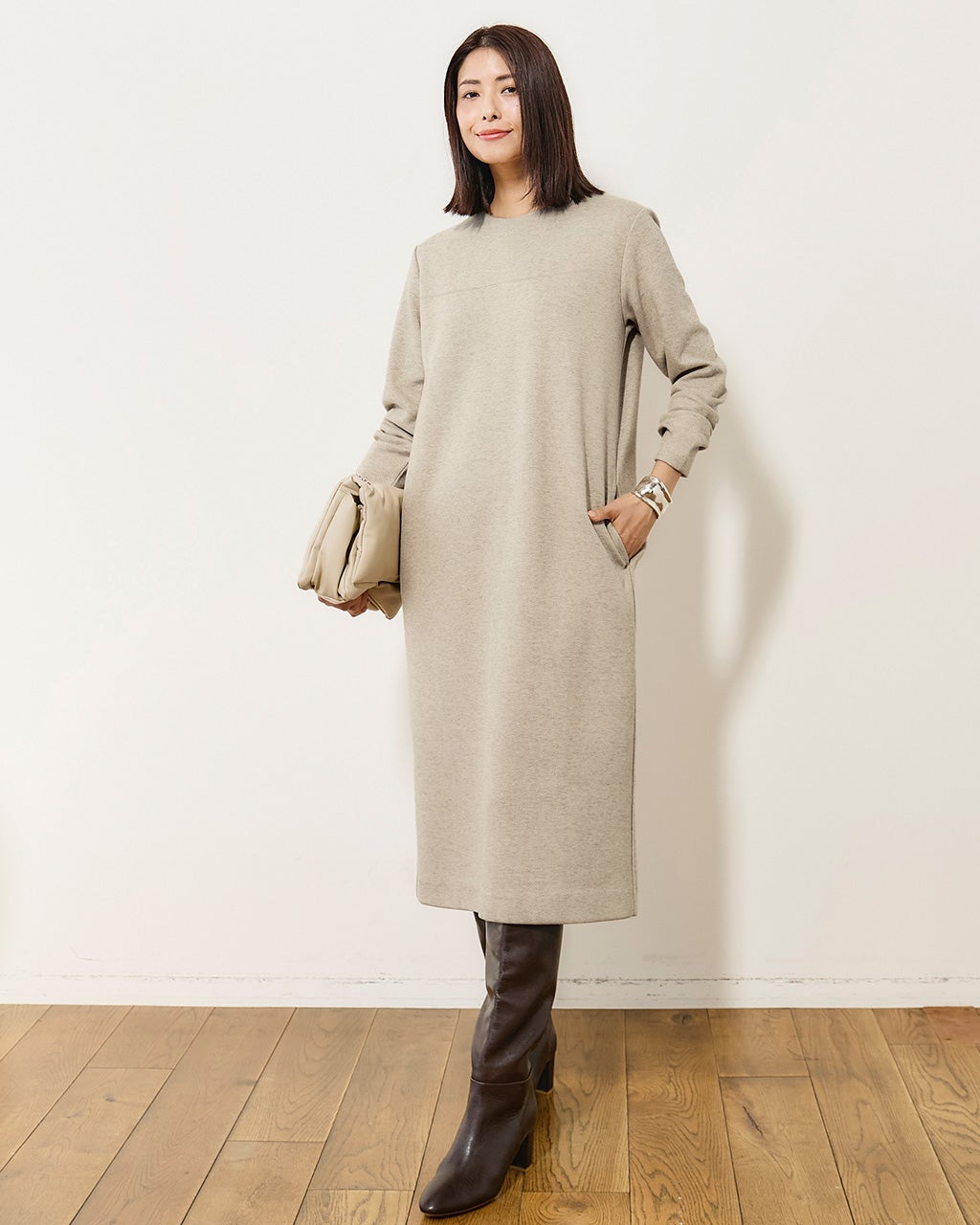 meer エコレザー ワンピース ベージュ 6ea821f0081932727838019891341f