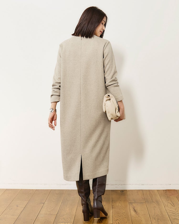 ウールタッチジャカード・サックワンピース 詳細画像 ベージュ・パターン 3