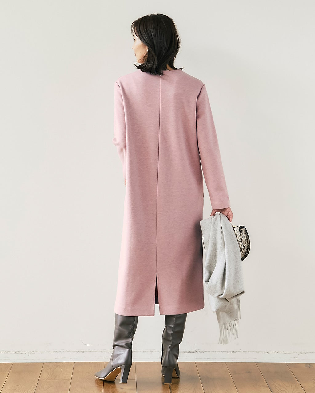 ガーリッシュ マドレーヌワンピース サックス ウールタッチジャカード・サックワンピース/DoCLASSE