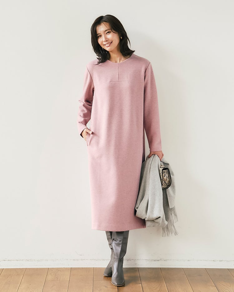 ウールタッチジャカード・サックワンピース 詳細画像 ピンク 4