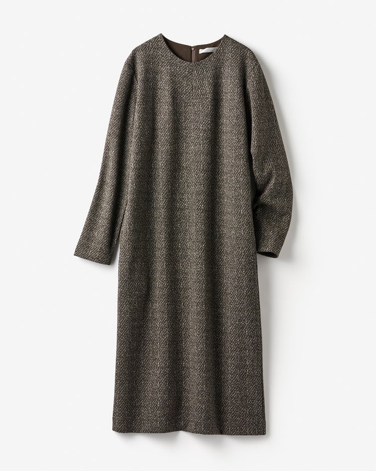 ウールタッチジャカード・サックワンピース 詳細画像 ブラウンパターン 3