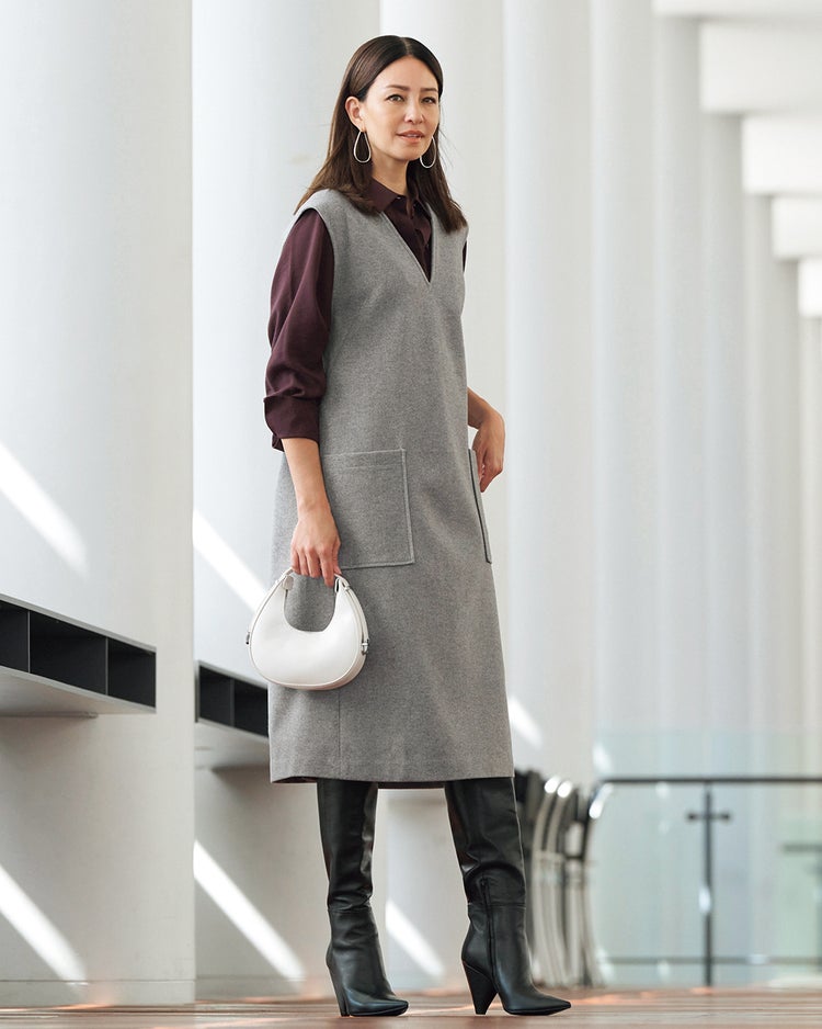 ウォームストレッチ・ジャンパースカート 詳細画像 グレー 1