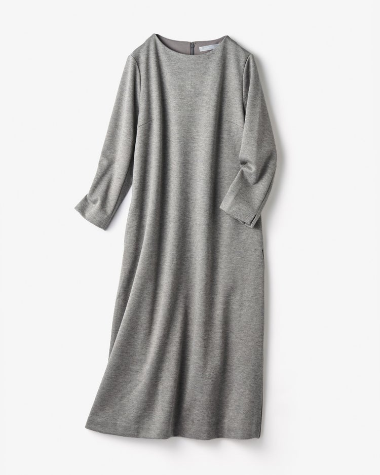 ウールタッチジャカード・Aラインワンピース 詳細画像 グレー 8
