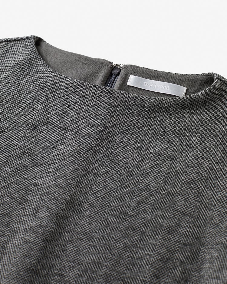 ウールタッチジャカード・Aラインワンピース 詳細画像 ブラックパターン 2