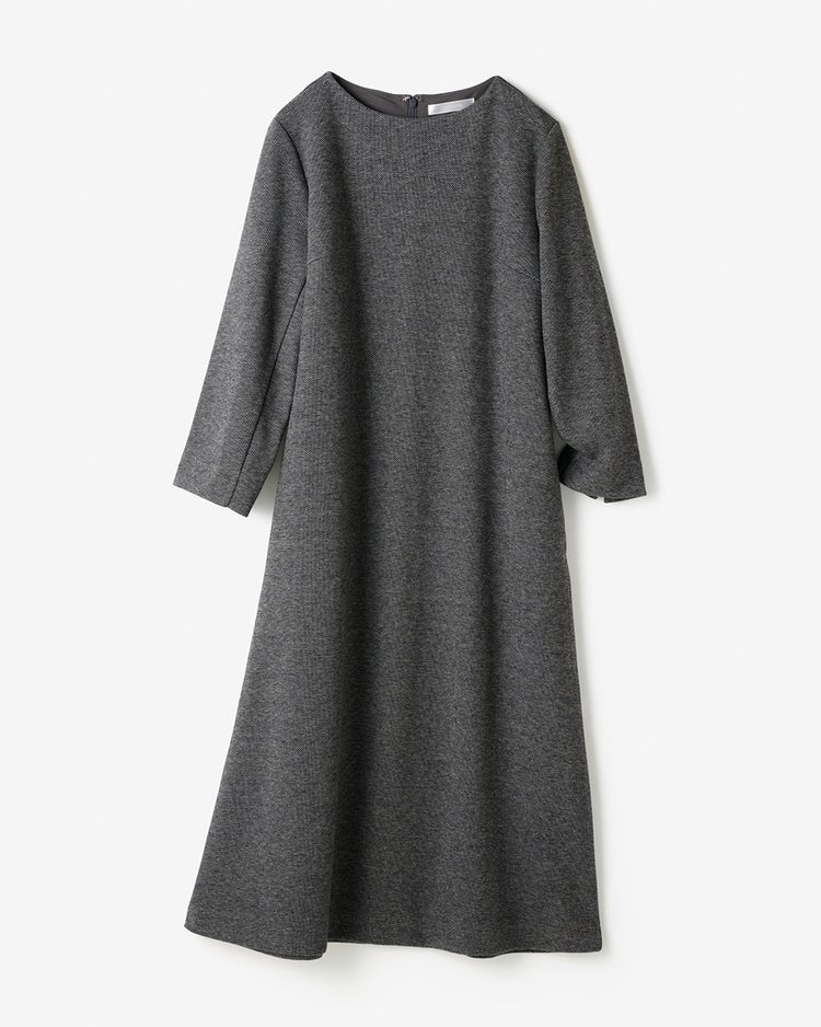 ウールタッチジャカード・Aラインワンピース 詳細画像 ブラックパターン 6