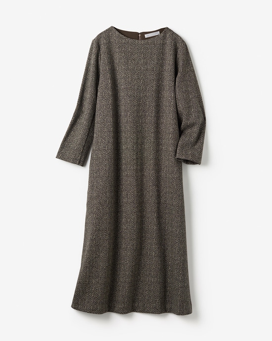 ウールタッチジャカード・Aラインワンピース