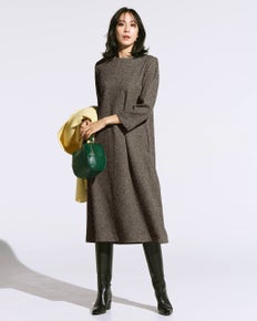 ウールタッチジャカード・Aラインワンピース