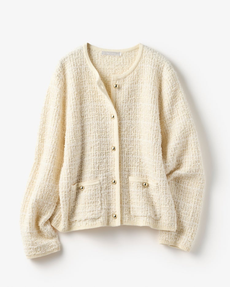 ツイーディニット・トリムジャケット 詳細画像 オフホワイト 4