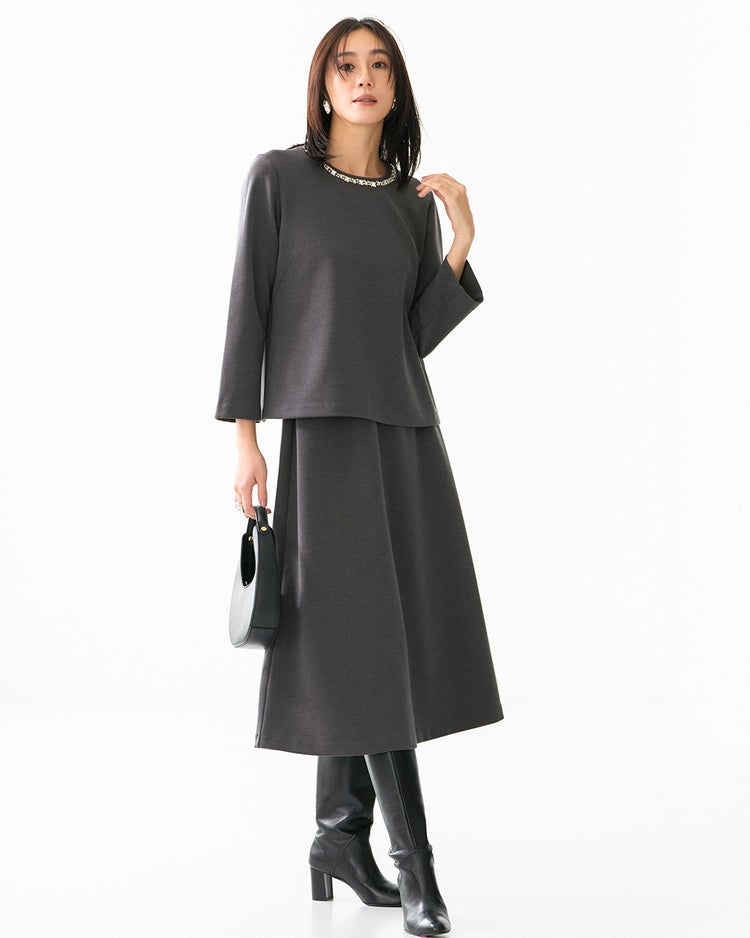 ストレッチポンチ・ビジューセットアップ 詳細画像 チャコール 1