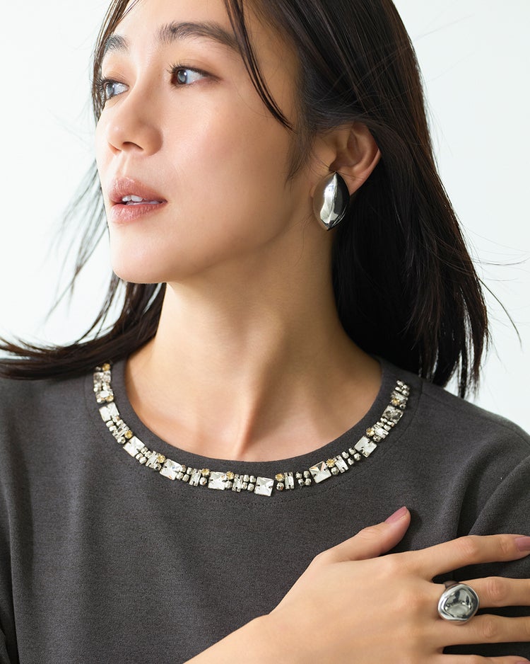 ストレッチポンチ・ビジューセットアップ 詳細画像 チャコール 2