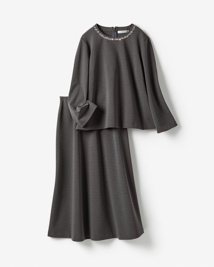 ストレッチポンチ・ビジューセットアップ 詳細画像 チャコール 5