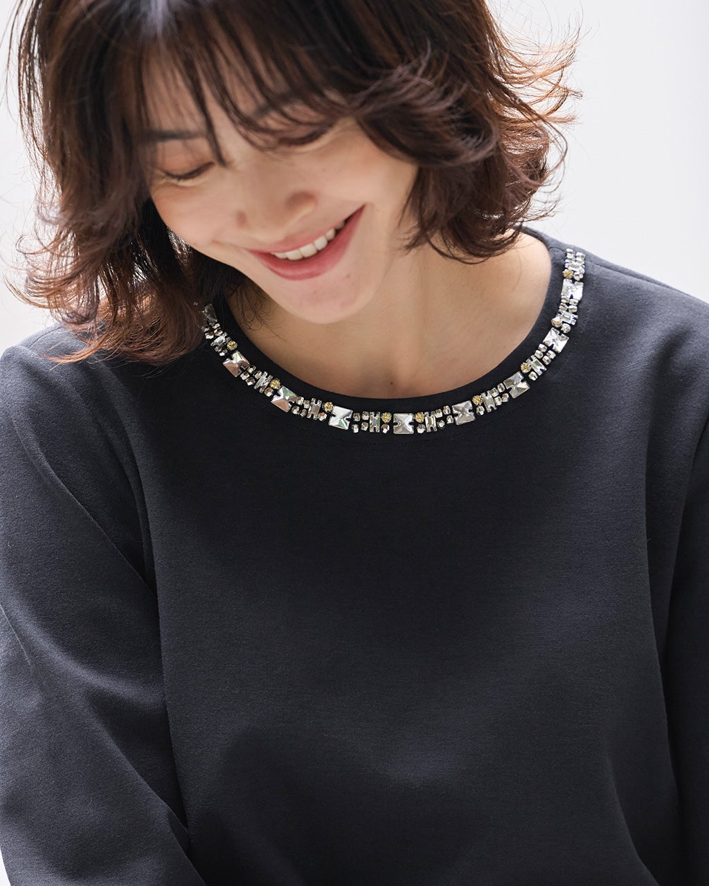 ほぼ未使用美品ビアッジョブルーポンチレースセットアップ黒 ストレッチポンチ・ビジューセットアップ/DoCLASSE