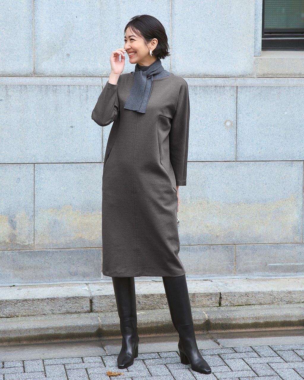 ストレッチポンチ・コクーンワンピース/40代50代からのレディース