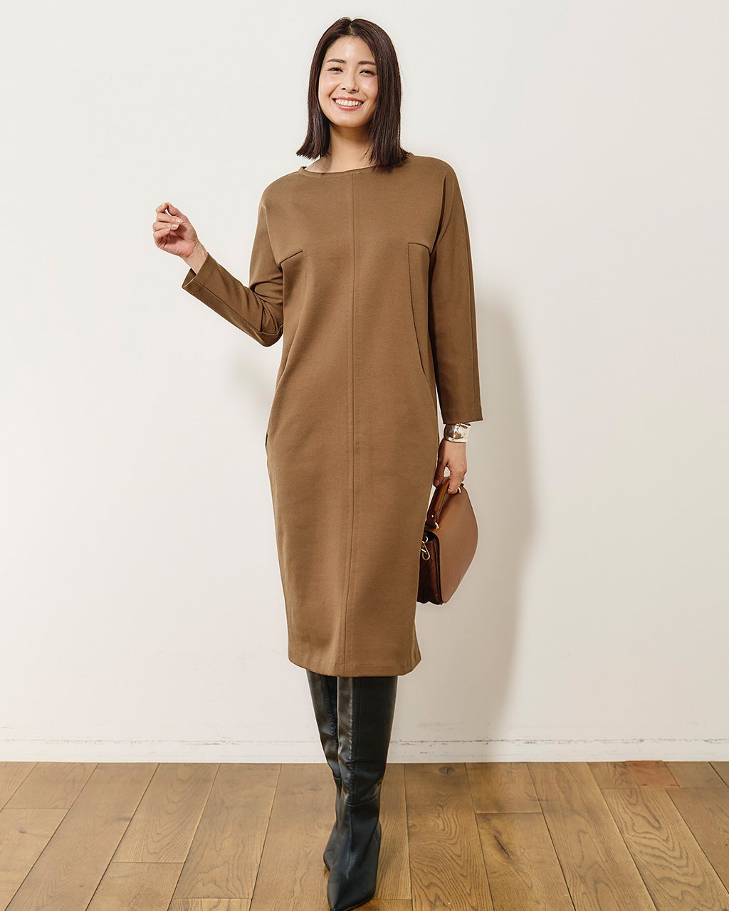 ストレッチポンチ・コクーンワンピース/40代50代からのレディース