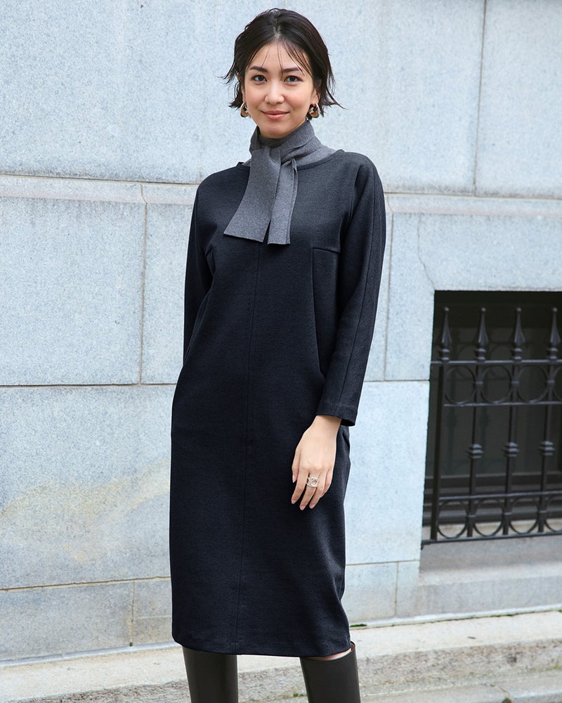 ストレッチポンチ・コクーンワンピース 詳細画像 ミッドナイトブルー 1