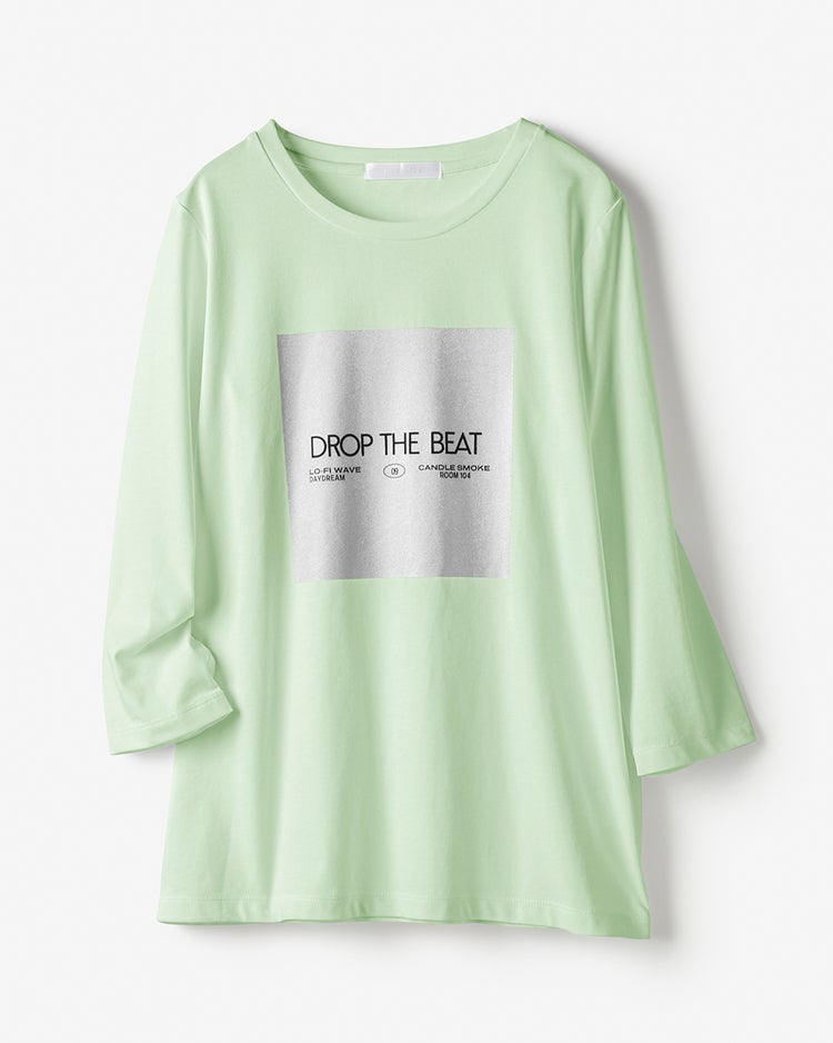 メタリックデザインＴシャツ／7分袖 詳細画像 シルバー 1