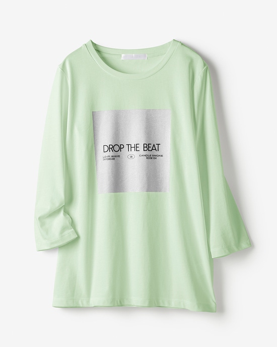 メタリックデザインＴシャツ／7分袖