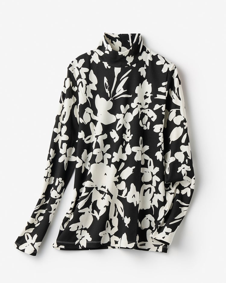 超長綿・ハイネック／柄 詳細画像 モノトーン 1