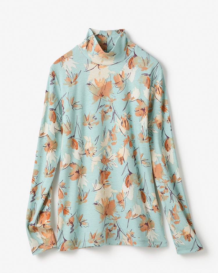 超長綿・ハイネック／柄 詳細画像 ブルー・パターン 3