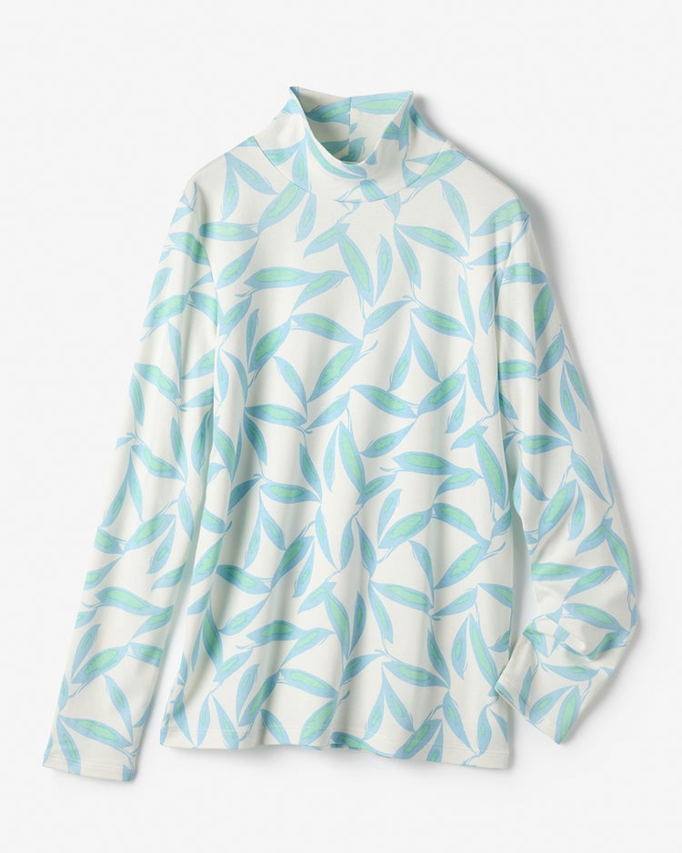 超長綿・ハイネック／柄 詳細画像 ブルーグリーン 1